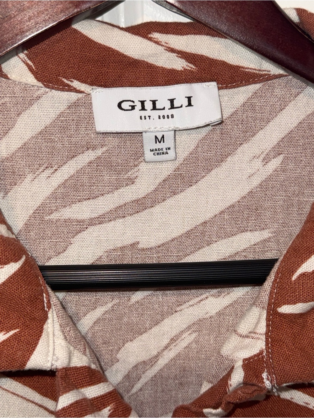Gilli Brown and Cream Abstract Stripe Button-Up Romper
